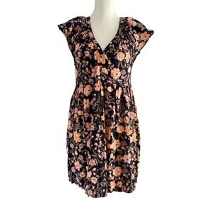 Old Navy Women's Navy Floral Print V Neck Cap Sleeve  Dress Size S